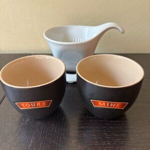 Zero Japan coffee pour over dripper and Baileys vintage yours mine coffee cups